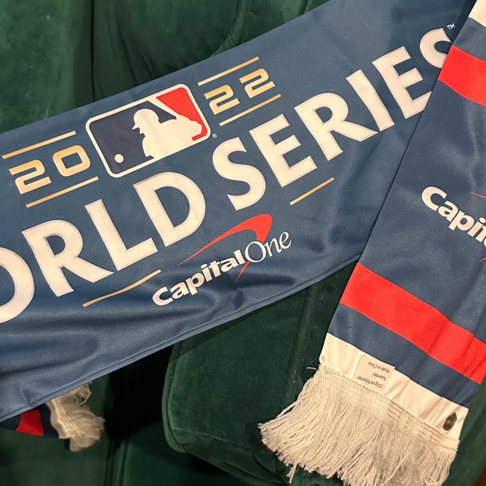 Capital One 2022 MLB World Series Scarf Blue and Red Fringe